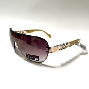 New Original GUESS Aviator Sunglasses GO00037 Rimless Acetate Yellow Chain Gold